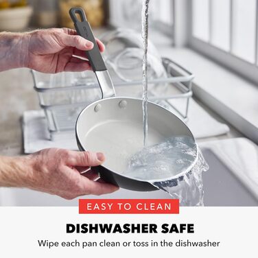 Набір сковорідок GreenPan x Bobby Flay, 20.3 см та 25.4 см, керамічне антипригарне покриття без PFAS та PFOA, індукційне, з силіконовим ручкою, придатні для миття в посудомийній машині та духовці, сірий