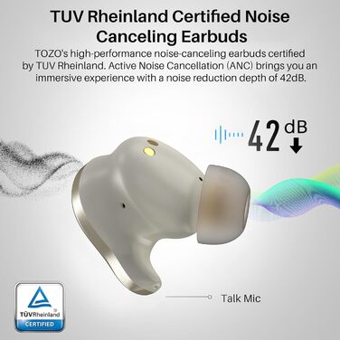 Навушники TOZO X1, бездротові, гібридний драйвер, LDAC, ANC 42 дБ, додаток, шампанське