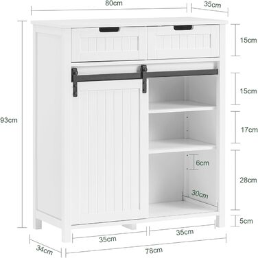 Лавка для взуття SoBuy FSR153-W з сидінням та зберіганням, розсувні двері, біла, 80x49x30см