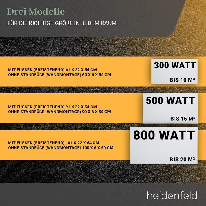 Інфрачервовий обігрівач Heidenfeld HF-HP140 | 300 Вт | 10 м² | 3-в-1: Керування через додаток, пульт, сенсорна панель | Модель HF-HP140