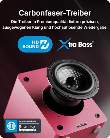 Активні HiFi колонки Majority D50X 60W 2.0 для ПК та ТБ, Bluetooth 5.3, HDMI ARC, AUX, студійні монітори з вуглецевим диффузором (каштановий колір)