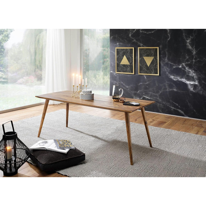 Стіл для їдальні FineBuy Sheesham, масив дерева, стиль кантрі, на 4-6 осіб