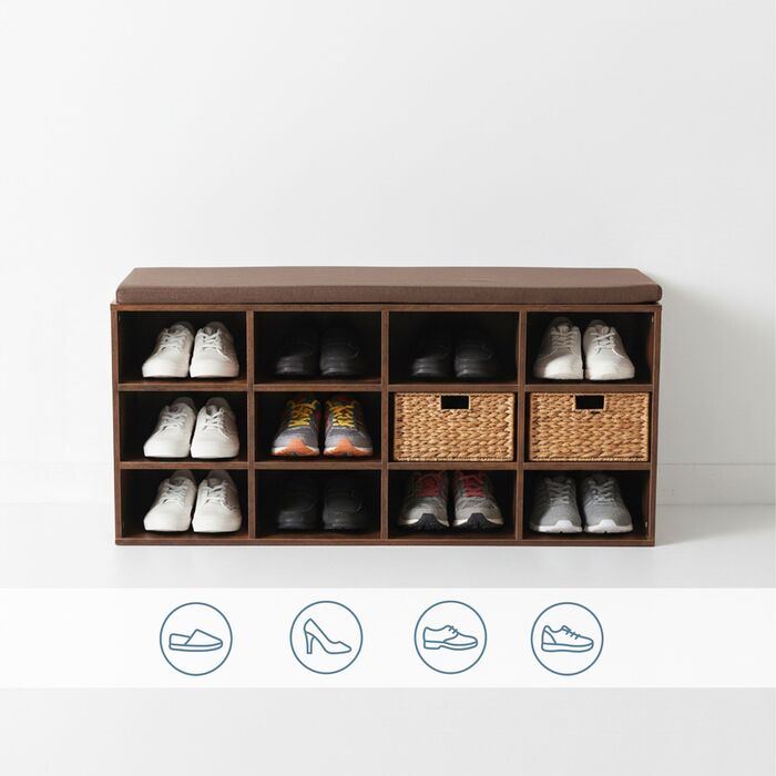 Підставка для взуття Relaxdays з м'яким сидінням та відкритими полицями