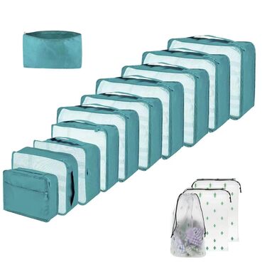 Набір органайзерів для валізи та подорожей Packing Cubes, водонепроникні сумки для одягу, 14 шт, небесно-блакитний