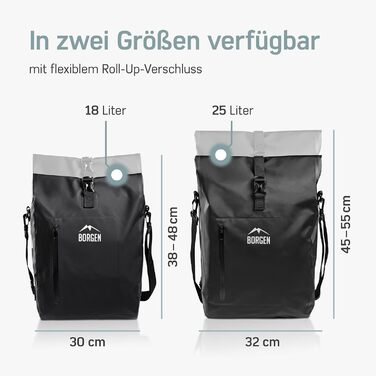 Кофр Borgen 3в1 для багажної полиці водонепроникний - Посилені ремені (новинка 2023 року) - Можна використовувати як велосипедний рюкзак, сумку-кофр, велосипедну сумку та рюкзак (Чорний, 25 л)