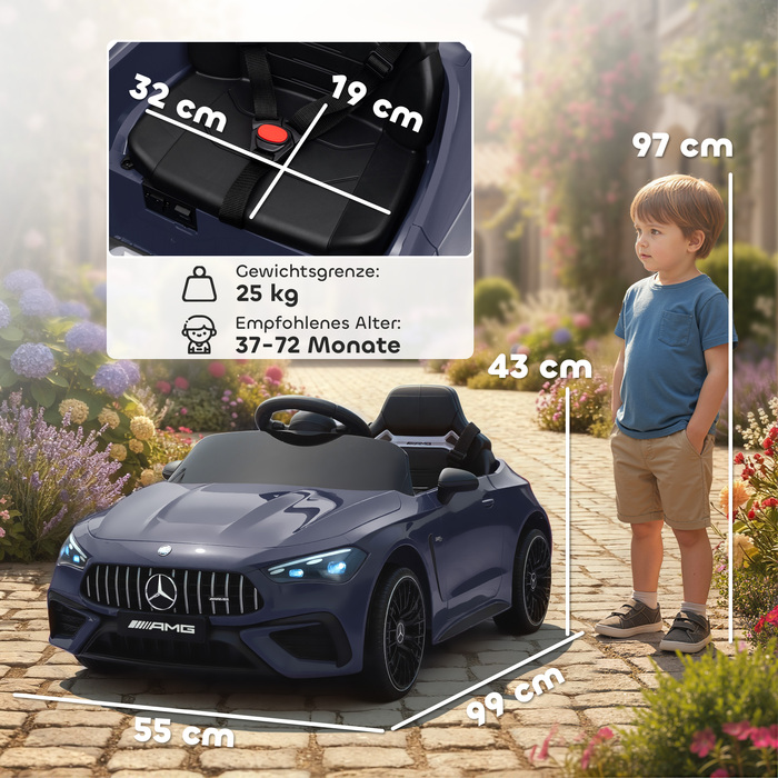 Електромобіль для дітей Kinder, дизайн Mercedes-Benz, двигун 12V, пульт дистанційного керування, світлодіодні фари, музика, для дітей віком 3-6 років, сірий колір