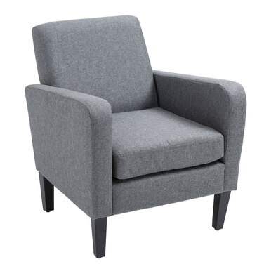 Крісло одномісне HOMCOM Recliner з м'якою оббивкою, дерев'яні ніжки, лляна тканина, світло-сірий, 66x72x74см| Аосом