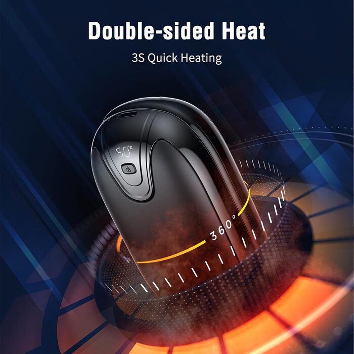 Електричні грілки для рук, набір 2 шт., перезаряджаються, портативні, 3 режими нагріву, ідеальний подарунок для спорту, гольфу, кемпінгу, чорний