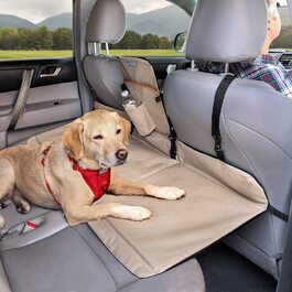 Поліестер Kurgo для моста заднього сидіння автомобіля, що подовжує заднє сидіння і дає собакам більше місця, водонепроникний і гнучкий, чорний і пісочний, (1 упаковка) Стандартна упаковка одноразова
