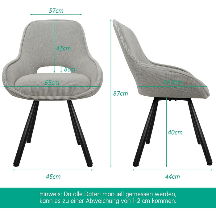 Набір обертових кухонних стільців 6 шт. з низькими підлокітниками, поворот 180°, автоматичне вирівнювання, для їдальні, кухні, комплект 6 шт. (Хакі, 4 шт.)