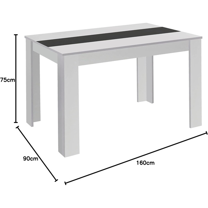 byLIVING Стільниця для кухні Nori: дерев'яний стіл 160x90 см, ефект дуба, знімні вставки чорного/білого кольору, висота 75 см