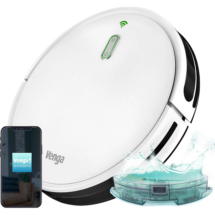 Робот-пилосос з функцією миття підлоги, гіроскопічна навігація, керування через додаток, білий, VG RVC 3001 WH, 31.7 x 7.3 см