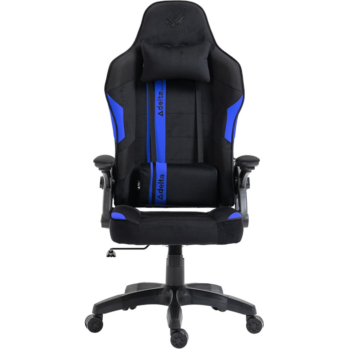 Крісло ігрове KRAKEN CHAIRS, тканинне, ергономічне, для геймерів, чорно-синій, до 130 кг