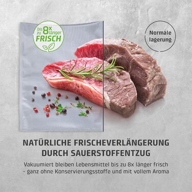 Вакууматор Caso HC170 для продуктів з регулюванням часу запаяння, потужний насос 9 л/хв та набором пакетів 20x30см