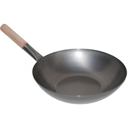 Сковорода ВОК з плоским дном Ø 38 см, газова, індукційна, керамічна та електрична, з дерев'яною ручкою