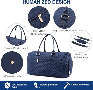 Спортивна сумка OVEVOOK для подорожей, жіноча, Weekender, сумка для вихідних, Kiniktasche, сумка для пологів з косметичкою, відділення для взуття та мокрого одягу, водонепроникна, Gym Bag, ручна поклажа для авіаперельотів, чорна (L, Морська хвиля)