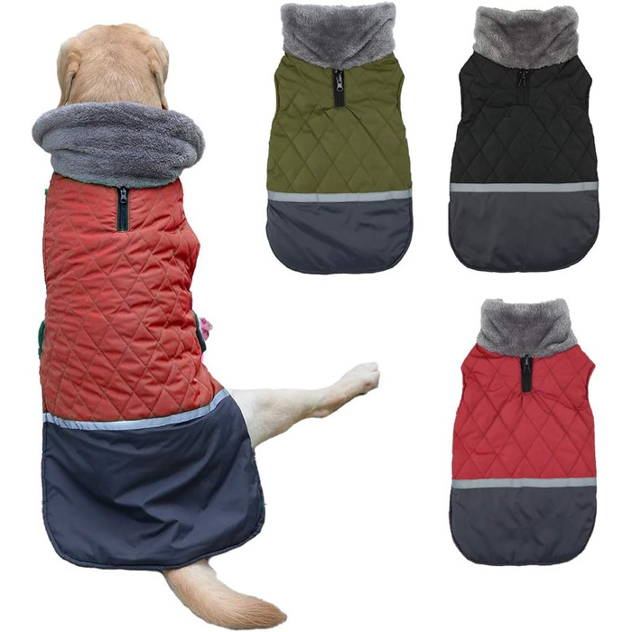 Пальто для собак etechydra куртки плюшеві світловідбиваючі, куртки для собак двостороння зимова водонепроникна вітрозахисна куртка для собак теплий одяг пальто жилет для собак для маленьких середніх і великих собак, XXL. (2XL, червоний)