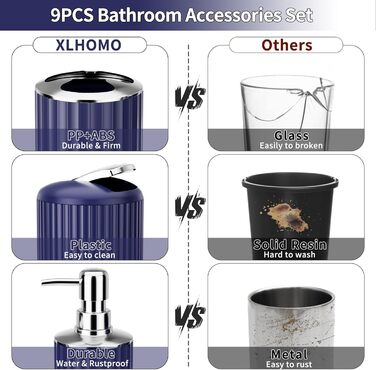 Набір аксесуарів для ванної кімнати 9 шт. чорного та золотого кольору (Морський блакитний)