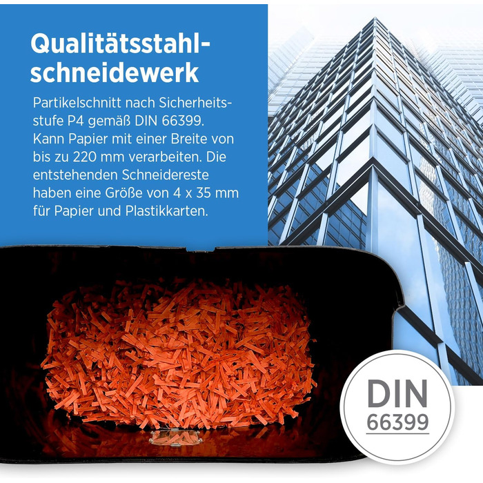 Шредер Genie 480X: знищувач документів, 8 листів, P-4, автоматичний, 12л, захист від перегріву