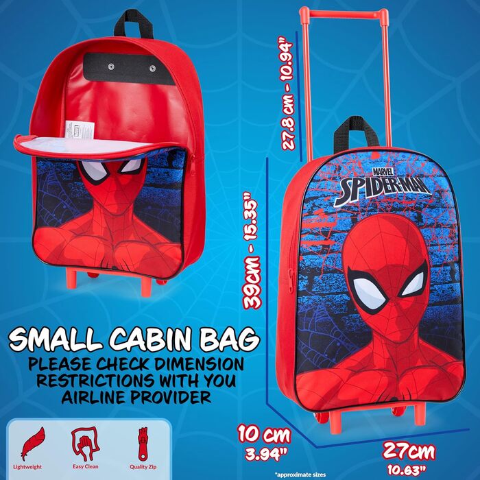 Дитяча валіза Marvel Spiderman, складний візок 39x27 см, 10.5л, 2 колеса, висувна ручка