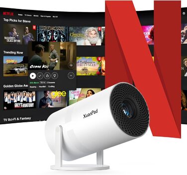 Проектор міні Beamer 19000L 1080P з WiFi, Bluetooth, обертанням 210°, автоматичною корекцією трапецеїдальних спотворень, фільтром пилу та системою відведення тепла. Сертифікований Netflix.