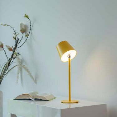 LED настільна лампа SellTec на акумуляторі, USB, біла, диммувана, IP54 для саду, кемпінгу, балкону, тераси (жовта)