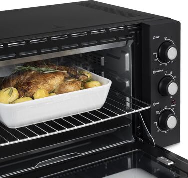 Міні-піч H.Koenig FO42, 42 л, 230°C, 5 режимів, таймер 90 хв, конвекція, гриль, з щипцями, крихтозбірник, поворотний насадка, 2000W