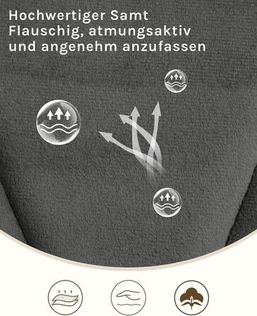 Крісла для їдальні Lestarain з підлокотниками, для кухні, вітальні, оббивка з велюру, металевий каркас, ергономічний дизайн, темно-зелений колір (темно-сірий), набір 2 шт.