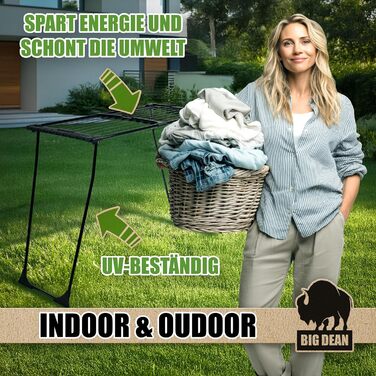 Розкладна сушилка для білизни BigDean 20 м сушильної поверхні, чорна, XXL з прищіпками для дрібної білизни