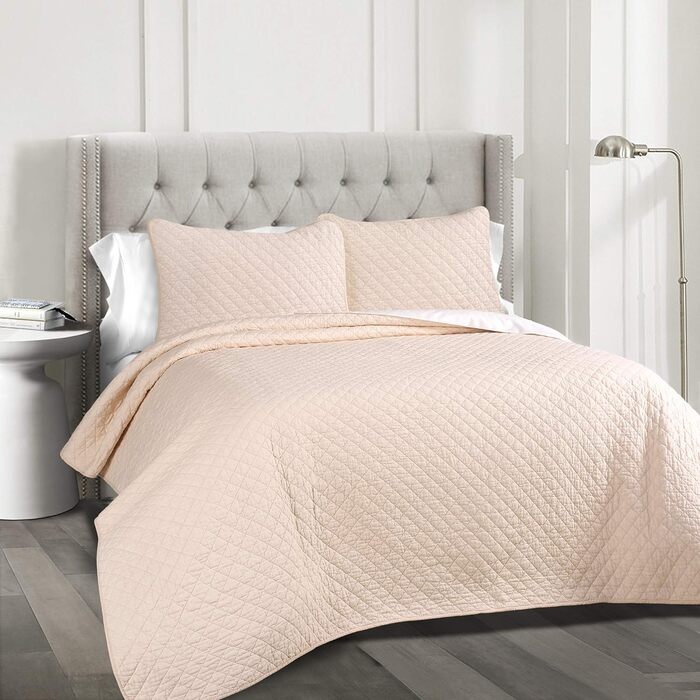 Комплект постільної білизни Lush Decor AVA Quilt Diamond Pattern з 3 предметів - синій (король, рум'яна)