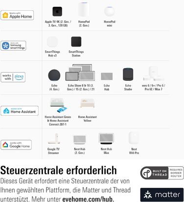 Eve Thermo (Matter, 5-те покоління) - Розумний термостат на радіатор, економія тепла, сумісний з Alexa, Apple Home, Samsung SmartThings, Google Home, Matter