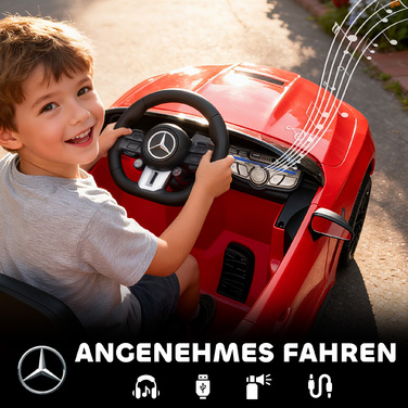 Електромобіль для дітей Kinder, дизайн Mercedes-Benz, двигун 12V, пульт дистанційного керування, світлодіодні фари, музика, для дітей віком 3-6 років, червоний
