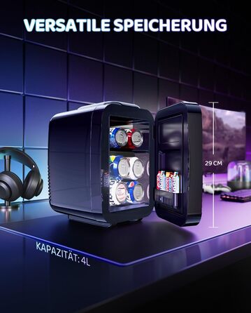 Міні-холодильник LIGIANT MF01C 4Л з 7 режимами підсвітки та функцією підігріву, безшумний, AC/DC, для авто, офісу та геймерської кімнати (білий)