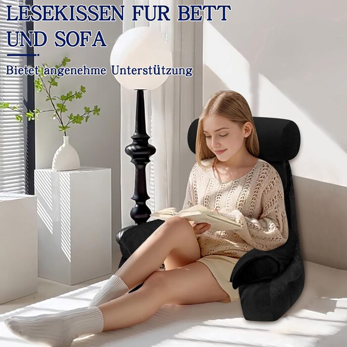 Підлогове крісло-мішок для читання з підлокітником, 67x30 см (65x23 см), чорний