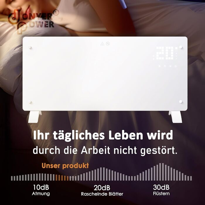 Конвектор DONYER POWER 2500W з Wi-Fi, 24H таймер, дистанційне керування, ультратонкий, настінний/підлоговий, білий