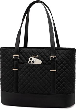 Сумка для ноутбука LOVEVOOK 15.6/17.3 дюйма, жіноча, з відділенням для ланчу, чорна, для офісу, навчання, ділових поїздок