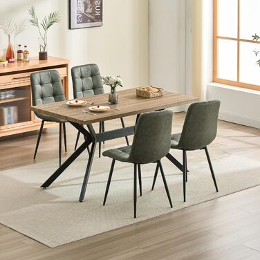 LEWE Комплект обідніх стільців для кухні та вітальні, зелені. Сучасні стільці з металевими ніжками та м'яким сидінням з технічної тканини (2 шт.)