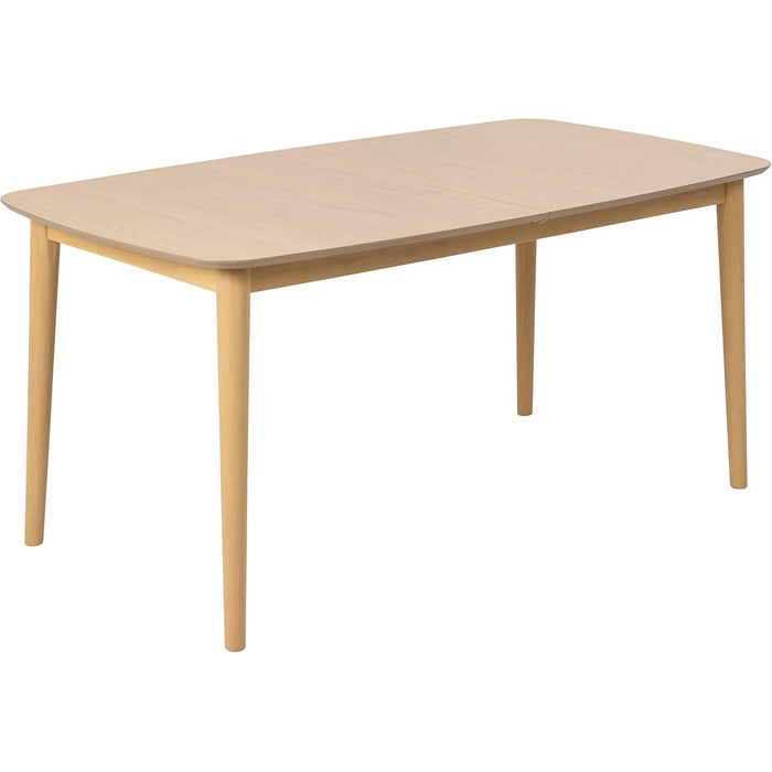 AC Design висувний обідній стіл Monty для 6 осіб, прямокутна стільниця, білий дуб, круглі ніжки, кухонний стіл, 160 x 75 x 90 см