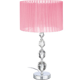 Настільна лампа Relaxdays, приліжкова лампа в кришталевому дизайні, ВхГ 54 х 29,5 см, цоколь Е27, настільна лампа з абажуром, рожева