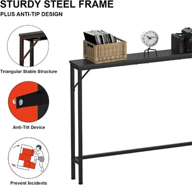 VEDECASA Консоль з 2 висувними ящиками, 2 шт. (240 x 15 x 80 см), зі стільницею, розеткою та USB-портами, чорний – для вітальні, передпокою, офісу
