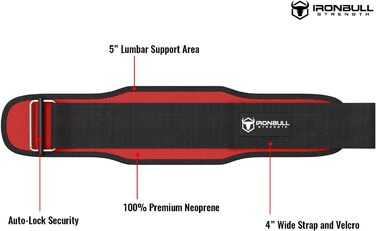 Ремінь для важкої атлетики Iron bull Strength для крос-тренінгу - 12,7 c з автоматичним блокуванням, для важкої атлетики, для підтримки спини, для тренувань, для підйому важких предметів, фітнесу та пауерліфтингу-для чоловіків і жінок (XL, Червоний)