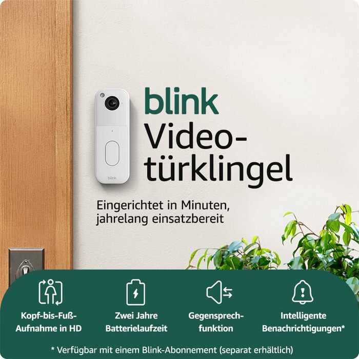 Відеодзвінок Blink (Система) | Запис від голови до ніг у HD, 2 роки роботи від батареї, просте встановлення, IP-65 | Працює з Alexa | Базовий синхромодуль входить до комплекту | Дзвінок + Синхромодуль (Білий)