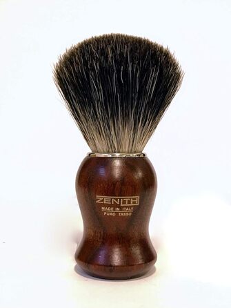 Щітка для гоління Zenith Barber зі 100 справжньою шерстю борсука - Dark Badger - Дерев'яна ручка Kotibe - Зроблено в Італії