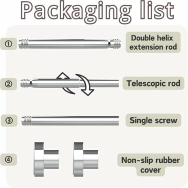 Штанга для душу без свердління, 85-270 см, чорна, Ø32 мм – для ванної, балкону, шафи