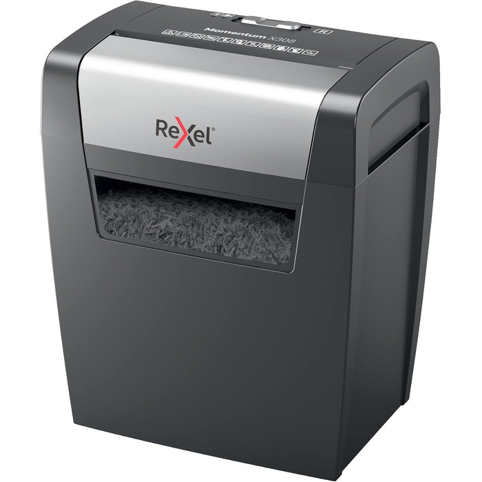 Шредер Rexel Momentum X308: безпечний знищення документів, P3, 8 листів A4, чорний