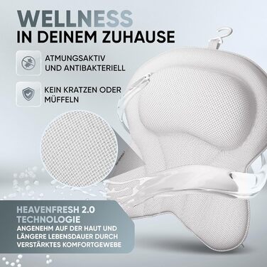 Преміум подушка для ванни XXL рожева | Додаткові подушки для шиї та плечей | Швидковисихаюча, пральна подушка для ванни з 4 великими присосками | Подушка для ванни рожева (XX-Large, Білий)