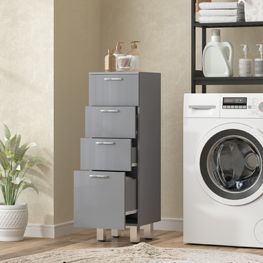 Шафа для ванної кімнати, 4 шухляди, ДСП, гладка, сіра