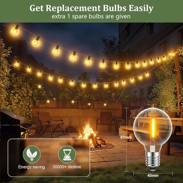 LED гірлянда для зовнішнього використання 9 м, диммувана, з пультом, 75 LED, тепле світло, IP45, для саду, балкону, тераси, кемпінгу та вечірок