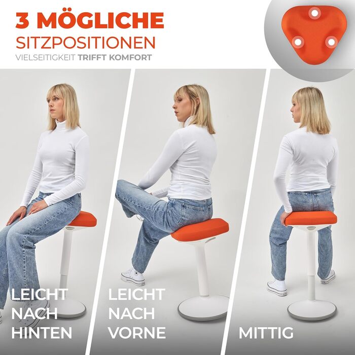 Офісний стілець-сідалка SMART-Sitzen з ефектом свингу, регульована висота, обертовий, помаранчевий. Ергономічний стілець для дому та офісу, нековзний.