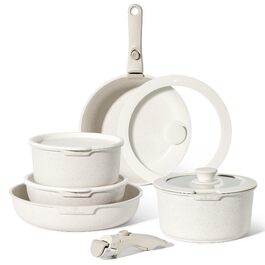 Набір посуду Just Perfecto 11 предметів: каструлі та сковорідки з знімними ручками, антипригарне покриття, для індукційних плит, сумісний з духовкою, бежевий